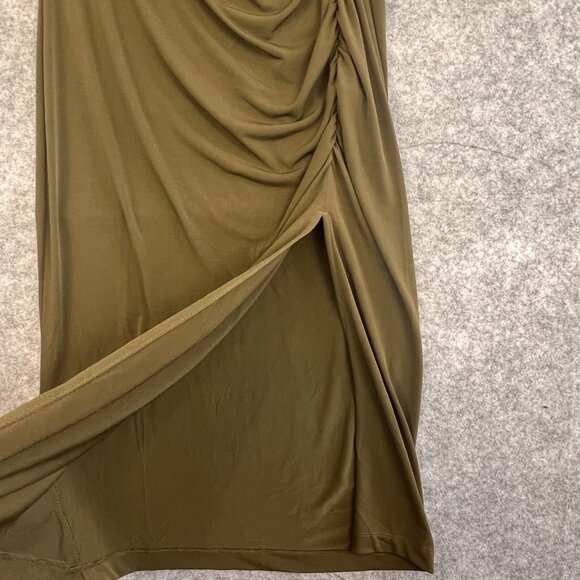 Banana Republic Dress Women Med Green Ruched Maxi Tank Side Slit Summer Casual - Picture 2 of 13